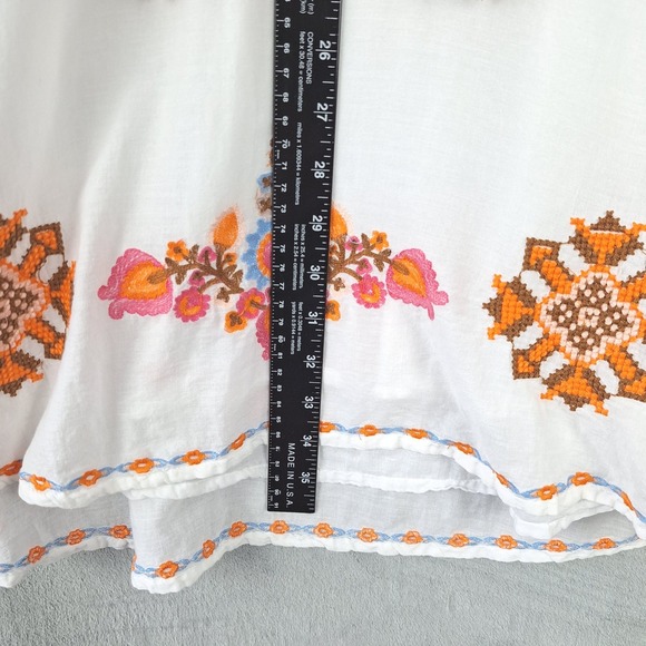 Womens Dress Medium White Boho Peasant Retro Embroidered Floral Tassels Festival - Picture 6 of 9